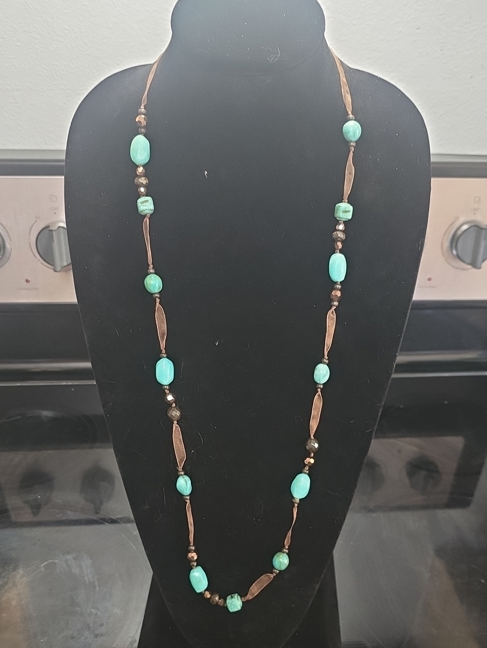 Cookie Lee Turquoise Bead Long Necklace - Women Jewelry 34"